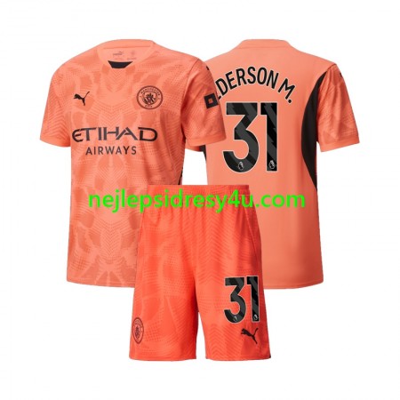 Fotbalový Dres Manchester City Ederson M 31 Brankářské Dětské Venkovní 2024/25